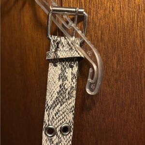 Snakeskin Patterned Belt - Black and White